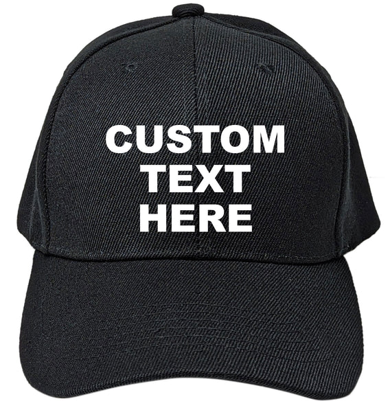 Black Personalized Text Embroidered Unisex Baseball Cap, Adjustable Hat, Custom Text