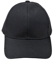 Black Mesh Back Curved Visor Blank Baseball Cap Adjustable Size Unisex