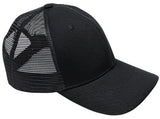 Black Mesh Back Curved Visor Blank Baseball Cap Adjustable Size Unisex