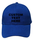 Blue Personalized Text Embroidered Unisex Baseball Cap, Adjustable Hat, Custom Text