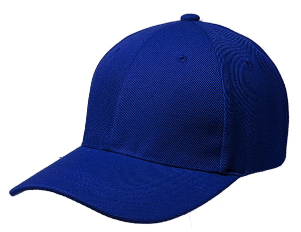 Blue Curved Visor Blank Baseball Cap Adjustable Size Unisex