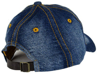 "I'M THE BOSS" Bling Rhinestones Dark Blue Jean Baseball Cap Curved Visor Hat