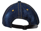 Rainbow Hearts Bling Rhinestones Blue Jean Baseball Cap Curved Visor Hat