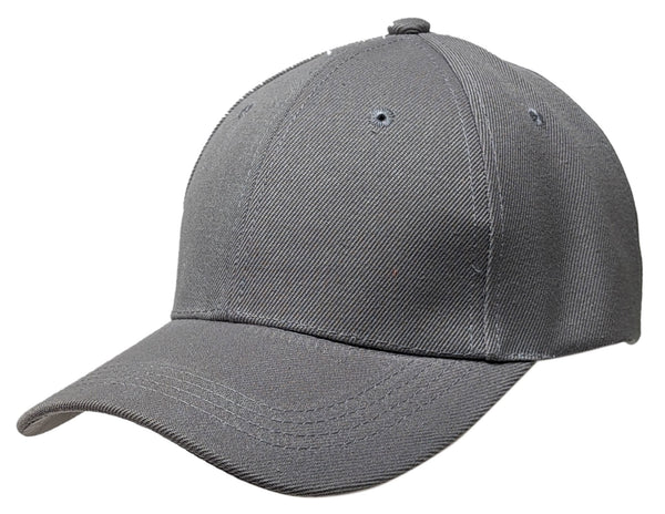 Gray Curved Visor Blank Baseball Cap Adjustable Size Unisex