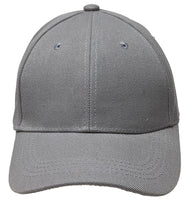 Gray Curved Visor Blank Baseball Cap Adjustable Size Unisex