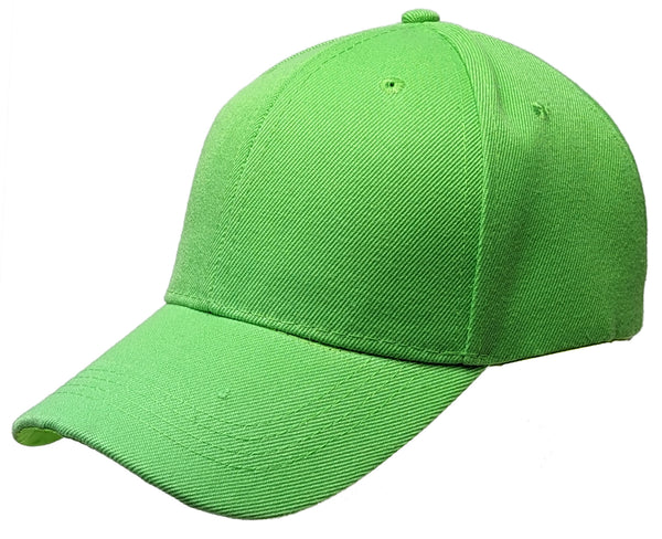 Lime Green Curved Visor Blank Baseball Cap Adjustable Size Unisex