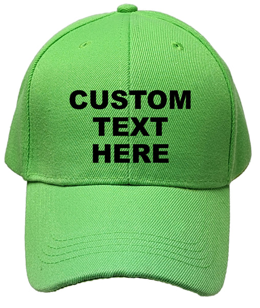 Lime Green Personalized Text Embroidered Unisex Baseball Cap, Adjustable Hat, Custom Text
