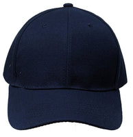 Navy Curved Visor Blank Baseball Cap Adjustable Size Unisex