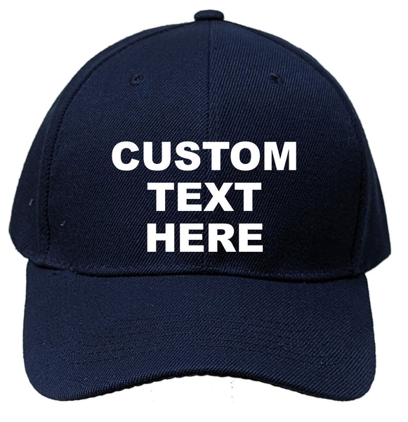 Navy Personalized Text Embroidered Unisex Baseball Cap, Adjustable Hat, Custom Text