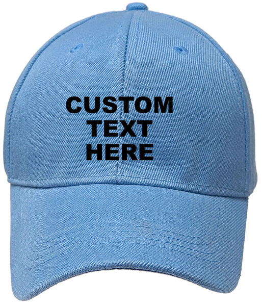 Sky Blue Personalized Text Embroidered Unisex Baseball Cap, Adjustable Hat, Custom Text