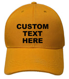 Yellow Personalized Text Embroidered Unisex Baseball Cap, Adjustable Hat, Custom Text
