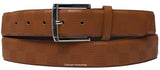 Brown Embossed Checkers Bonded Leather Belt with Silver Chrome Belt Buckle