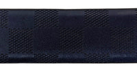Navy Embossed Checkers Bonded Leather Belt with Silver Chrome Belt Buckle