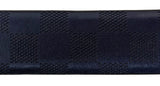 Navy Embossed Checkers Bonded Leather Belt with Silver Chrome Belt Buckle