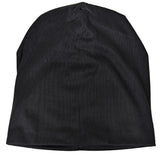 Black Cotton Blend Beanie Hat