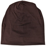 Brown Cotton Blend Beanie Hat