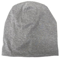 Grey Cotton Blend Beanie Hat