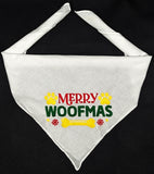 MERRY WOOFMAS Embroidered Cotton Designs Dog Bandana Scarf Size XL