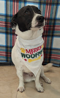 WE WOOF YOU A MERRY CHRISTMAS Embroidered Cotton Designs Dog Bandana Scarf Size XL