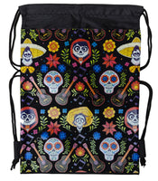 Black Disney Coco Hector Miguel Drawstring Backpack String Reusable Bag Tote