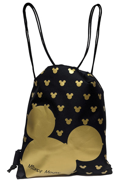 Gold Disney Mickey Mouse Drawstring Backpack String Reusable Bag Tote