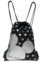 Silver Disney Mickey Mouse Drawstring Backpack String Reusable Bag Tote
