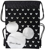 Silver Disney Mickey Mouse Drawstring Backpack String Reusable Bag Tote
