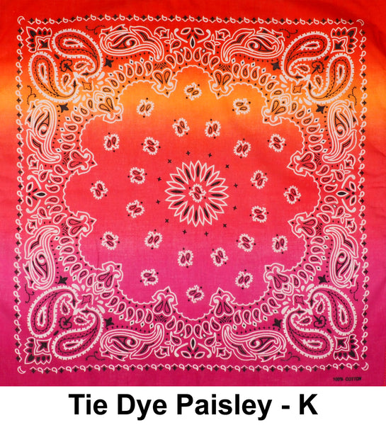 Tie Dye Style K Print Design Cotton Bandana (22 inches x 22 inches)