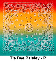 Tie Dye Style P Print Design Cotton Bandana (22 inches x 22 inches)