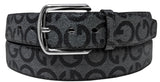 Charcoal G Logo Style Designer Leather Belt with Silver Chrome Metal Buckle