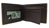 Brown Plaid Design Leather Italian Designer Bi-Fold Bifold Wallet
