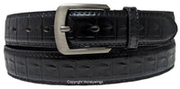 Men Black Faux Alligator Crocodile Skin Leather Belt A23