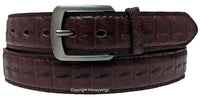 Men Dark Brown Faux Crocodile Alligator Skin Leather Belt A23