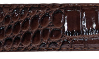 Men Dark Brown2 Faux Crocodile Alligator Skin Leather Belt