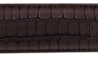 Men Dark Brown Faux Alligator Crocodile Skin Leather Belt A4