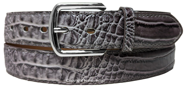 Men Dusty Purple Faux Crocodile Alligator Skin Leather Belt