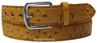 Men Light Brown Faux Crocodile Alligator Skin Leather Belt