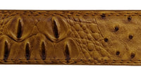 Men Light Brown Faux Crocodile Alligator Skin Leather Belt