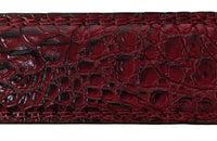 Men Red Faux Crocodile Alligator Skin Leather Belt