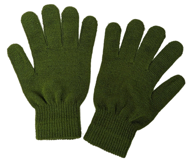 Green Knitted Winter Warm Stretch Gloves One Size