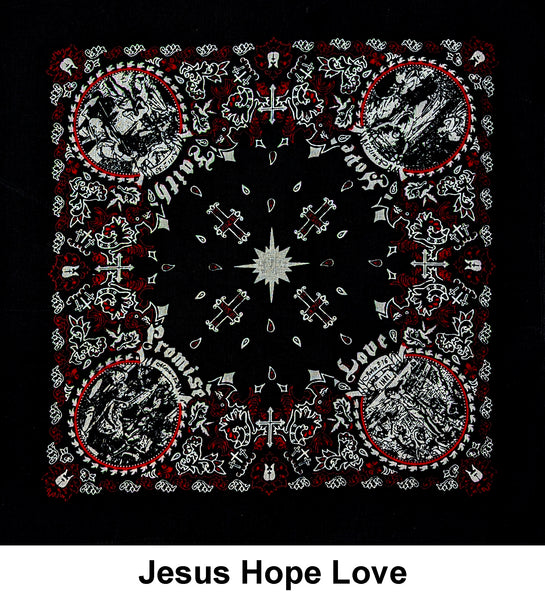 Jesus Hope Love Design Print Cotton Bandana (22 inches x 22 inches)