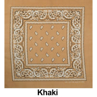 Khaki Paisley Print Designs Cotton Bandana (22 inches x 22 inches)