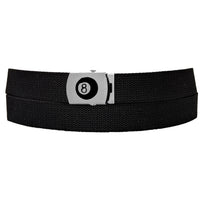 8 Ball Black Adjustable Canvas Web Belt With Metal Buckle 32" to 72"