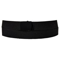 Matte Black Buckle Black Adjustable Canvas Web Belt With Metal Buckle 32" to 72"