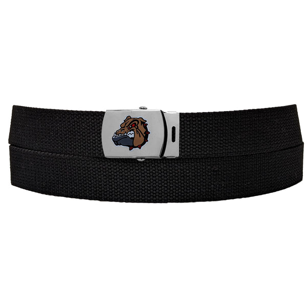 Bull Dog Black Adjustable Canvas Web Belt With Metal Buckle 32" to 72"