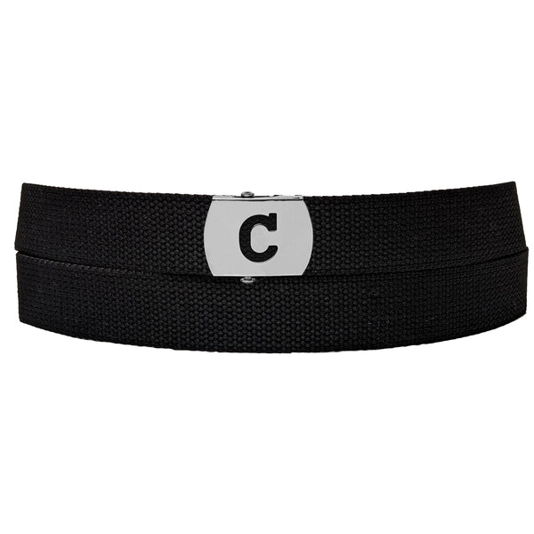 Initial C Buckle Black Adjustable Canvas Web Belt With Metal Buckle 32" to 72"