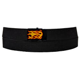 Flame Style 1 Black Adjustable Canvas Web Belt With Metal Buckle 32" to 72"