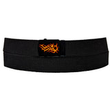 Flame Style 2 Black Adjustable Canvas Web Belt With Metal Buckle 32" to 72"