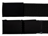 Matte Black Close Buckle Black Adjustable Canvas Web Belt With Metal Buckle 32" to 72"
