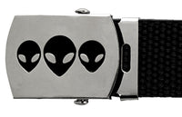 Alien Heads Silver Chrome Metal Buckle for Military Web Belt